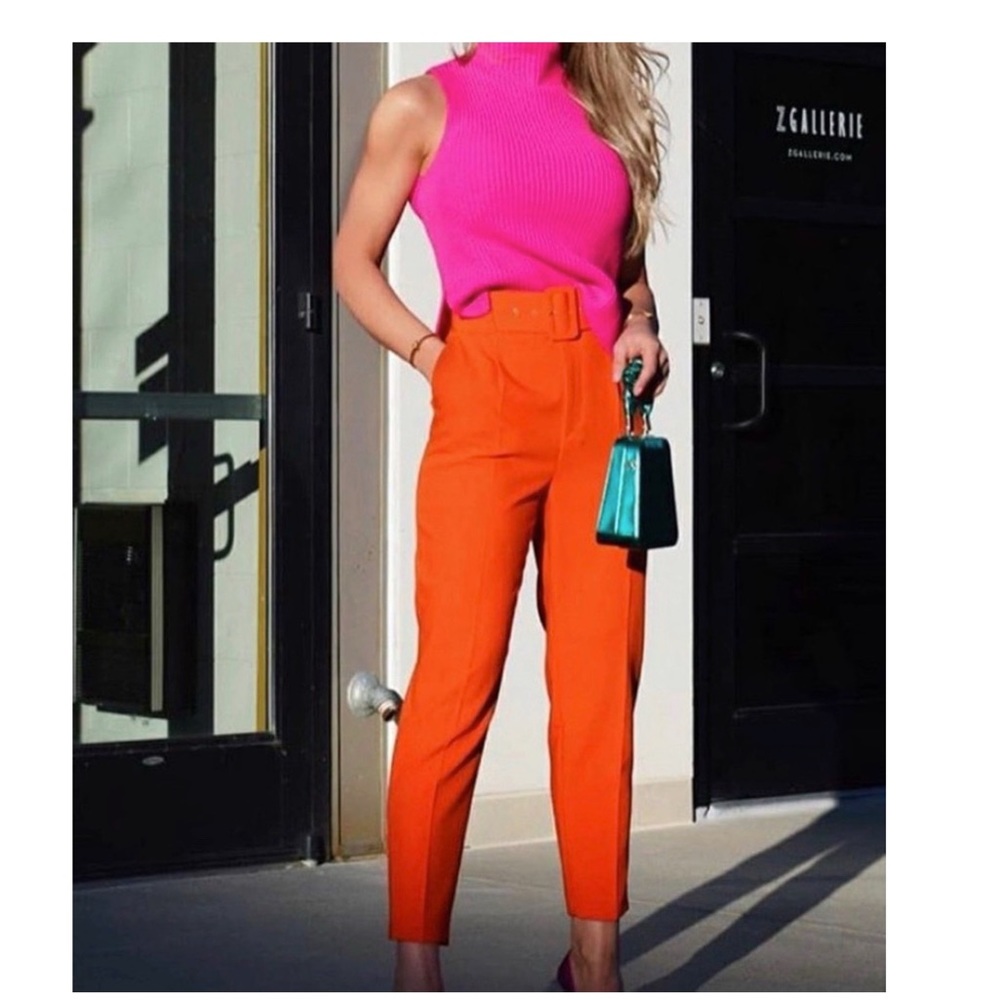 Zara bloggers fav high waisted belted pan 🏷 - Picture 2 of 9